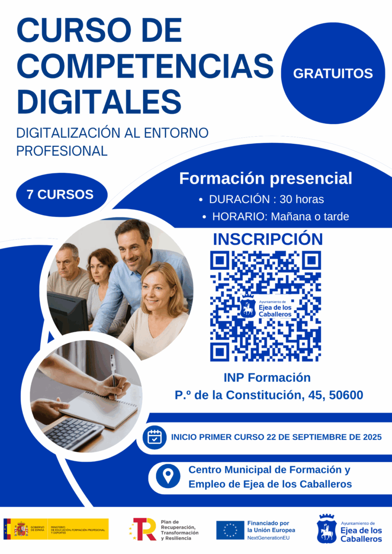INP Formación lanza nuevos cursos gratuitos de Competencias Digitales en Ejea de los Caballeros