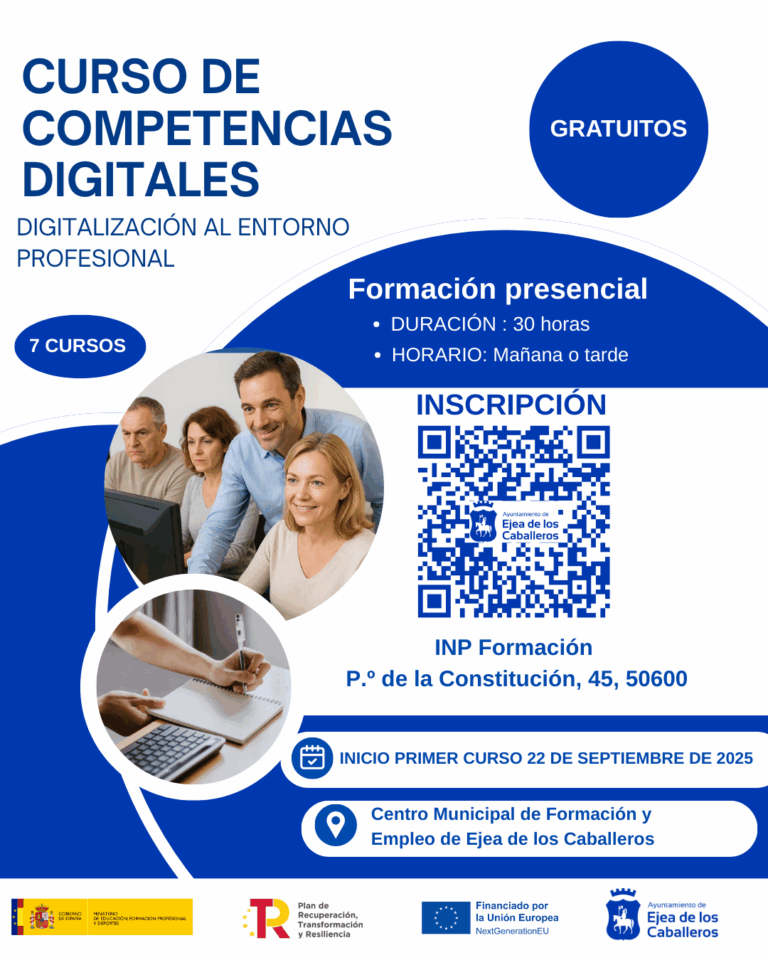 INP Formación lanza nuevos cursos gratuitos de Competencias Digitales en Ejea de los Caballeros