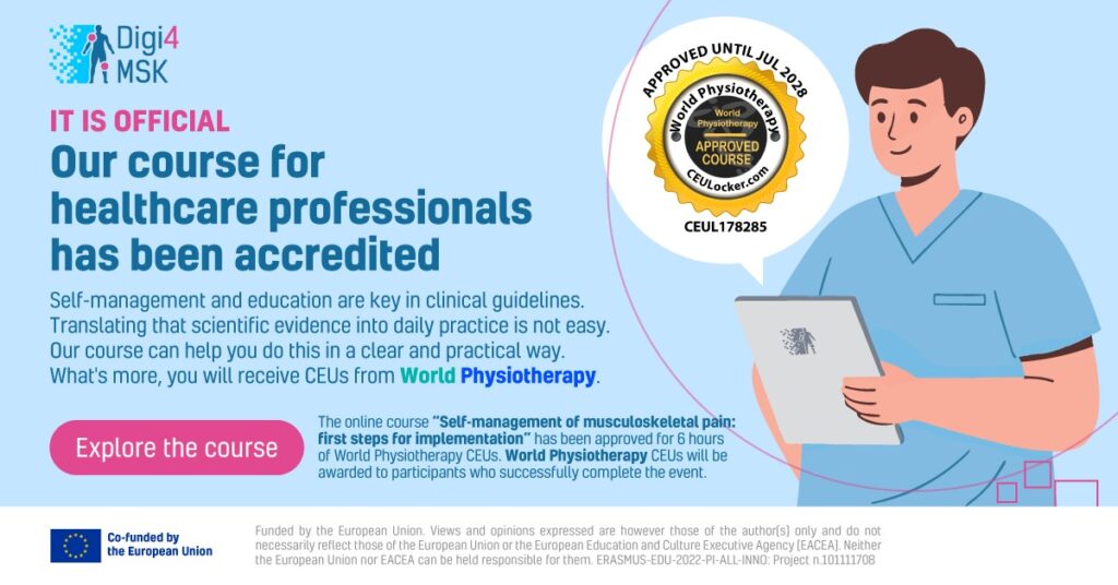 Curso online Digi4MSK para profesionales sanitarios acreditado por World Physiotherapy