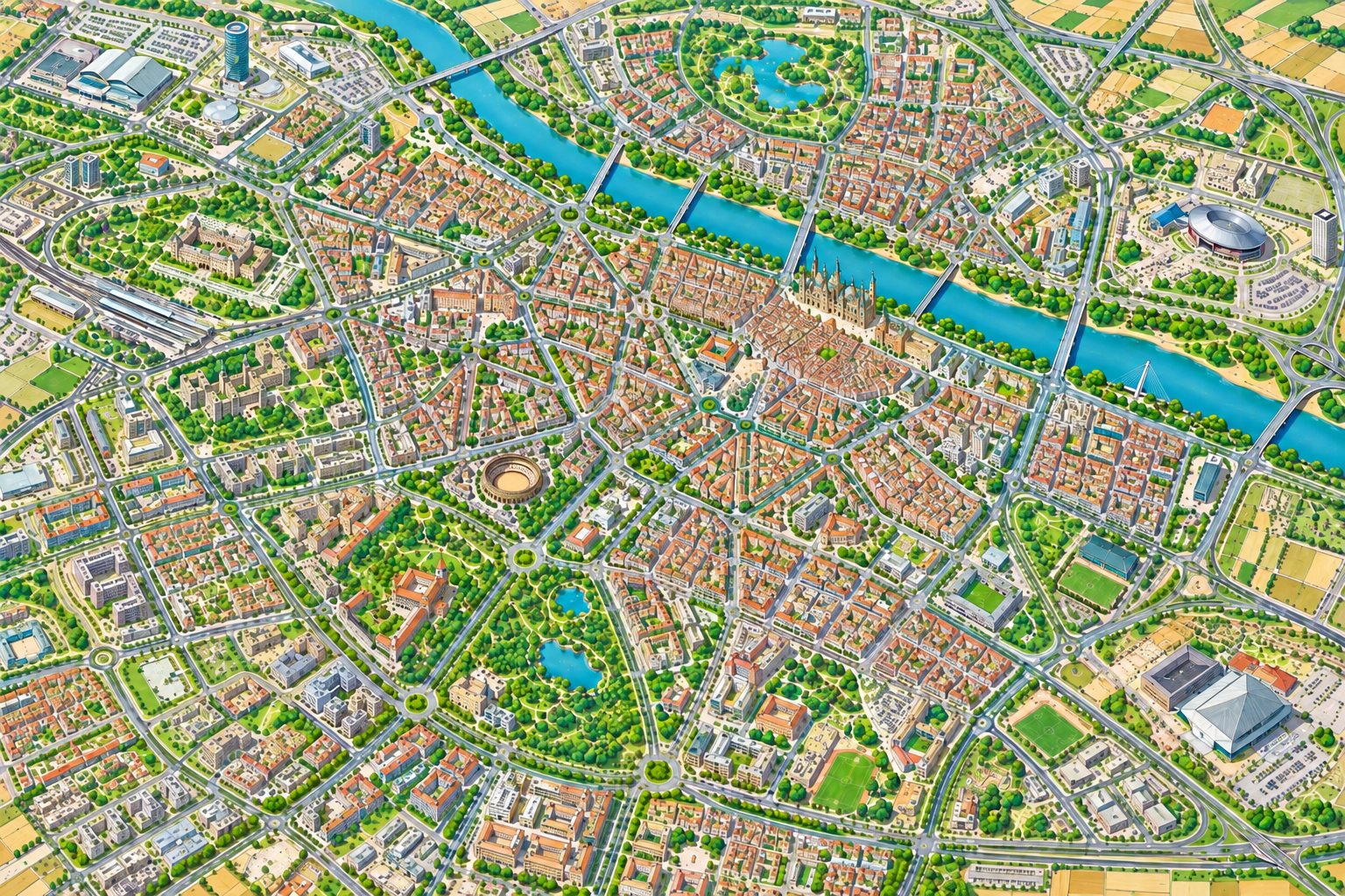 Mapa ilustrado de Zaragoza